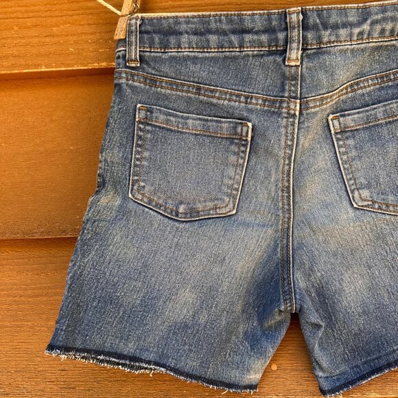 Cherokee Girls Denim Shorts Size 10/12 Blue With Frayed Hem - Picture 9 of 9
